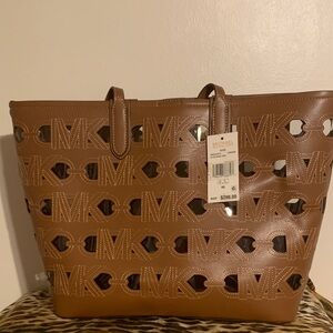 Michael Kors Brown Perforated Logo Tote